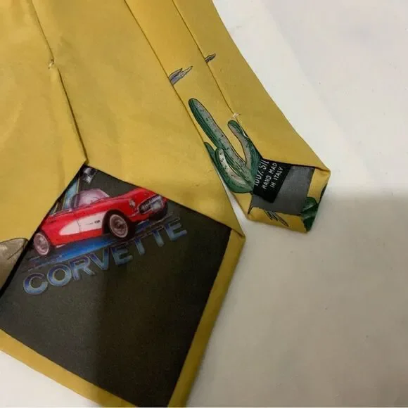 Corvette 100% silk made in Italy Happy trails Corvette men's necktie TIE. - Picture 5 of 7